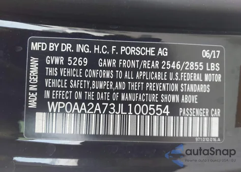 2018 Porsche Panamera 4 из США, поврежденный, VIN WP0AA2A73JL100554